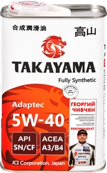 Масло моторное TAKAYAMA синтетическое SAE 5W-40 API SN/СF, Арт. 
605528/605586, 1л