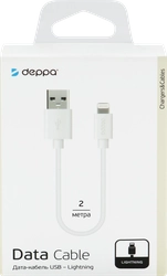 Дата-кабель DEPPA USB – Lightning, 2м, белый