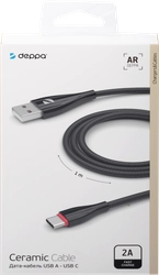 Дата-кабель DEPPA Ceramic USB – USB-C, 1м, черный