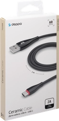 Дата-кабель DEPPA Ceramic USB – USB-C, 1м, черный