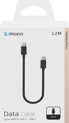 Дата-кабель DEPPA USB-C – USB-C, 3A, 1,2м, черный