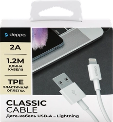 Дата-кабель DEPPA USB – Lightning, 1,2м, белый