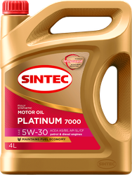 Изображение товара Масло моторное SINTEC Platinum 7000 5W-30 A5/B5 SL, синтетическое, 4л