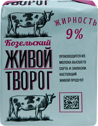 Изображение товара Творог КОЗЕЛЬСКОЕ МОЛОКО 9%, без змж, 180г