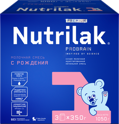 Изображение товара Смесь молочная NUTRILAK Premium 1 адаптированная, с 0 месяцев, 3х350г