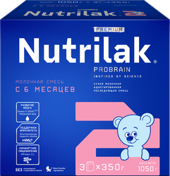 Изображение товара Смесь молочная NUTRILAK Premium 2 адаптированная, с 6 месяцев, 3х350г