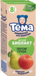 Биолакт детский ТЕМА Персик, груша 3%, без змж, 206г