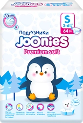 Подгузники детские JOONIES Premium Soft S 3–6кг, 64шт
