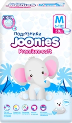 Подгузники детские JOONIES Premium Soft M 6–11кг, 58шт