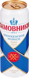 Пиво светлое ХАМОВНИКИ Мюнхенское фильтрованное пастеризованное 5,5%, 0.45л