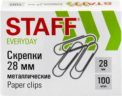 Скрепки STAFF Everyday 2,8см, металлические, 100шт