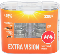 Изображение товара Лампа головного света галогенная для автомобиля AUTOSTANDART Extra Vision +45%, H4-12V ,60/55W, P43t, 2шт