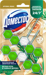 Изображение товара Блок для унитаза ДОМЕСТОС Power 5 Duo Свежесть зеленого чая, 100г