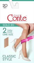 Гольфы женские CONTE Elegant Solo 20 den nero, 2пары