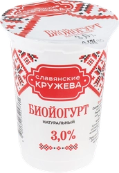 Биойогурт питьевой СЛАВЯНСКИЕ КРУЖЕВА Натуральный 3%, без змж, 175г