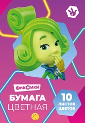 Бумага цветная А4, 10 цветов, 10 листов, папка, в ассортименте