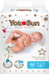 Подгузники YOKOSUN Premium M 5–10кг, 62шт