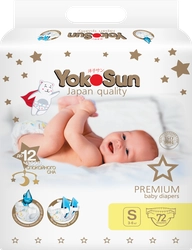 Подгузники YOKOSUN Premium S 3–6кг, 72шт