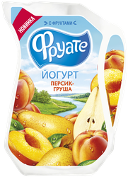 Изображение товара Йогурт питьевой ФРУАТЕ с персиком и грушей 1,5%, без змж, 250г