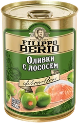 Оливки без косточки FILIPPO BERIO с лососем, 300г