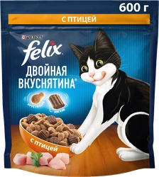 Корм сухой для взрослых кошек FELIX Двойная вкуснятина с птицей, 600г