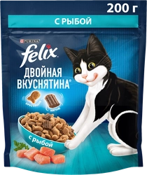 Корм сухой для взрослых кошек FELIX Двойная вкуснятина с рыбой, 200г