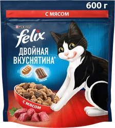 Корм сухой для взрослых кошек FELIX Двойная вкуснятина с мясом, 600г