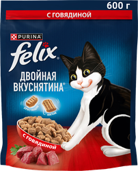 Изображение товара Корм сухой для взрослых кошек FELIX Двойная вкуснятина с мясом, 600г