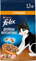 Изображение товара Корм сухой для взрослых кошек FELIX Двойная вкуснятина с птицей, 1,3кг