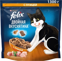 Корм сухой для взрослых кошек FELIX Двойная вкуснятина с птицей, 1,3кг