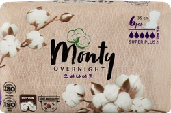 Прокладки MONTY Ultra Soft Overnight, 6шт