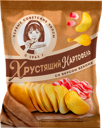 Изображение товара Чипсы картофельные ХРУСТЯЩИЙ КАРТОФЕЛЬ со вкусом бекона, ломтики, 70г