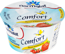 Йогурт PARMALAT Comfort Клубника, шиповник безлактозный 3%, без змж, 130г