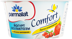 Йогурт PARMALAT Comfort Клубника, шиповник безлактозный 3%, без змж, 130г