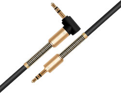 Кабель GAL 2630 3.5 Jack plug-3.5 Jack plug, с пружиной, черный, 1м