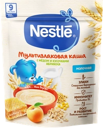 Каша мультизлаковая NESTLE молочная, с медом и абрикосом, с 9 месяцев, 200г