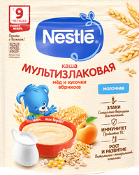 Изображение товара Каша мультизлаковая NESTLE молочная, с медом и абрикосом, с 9 месяцев, 200г