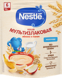 Изображение товара Каша мультизлаковая NESTLE молочная, с яблоком и бананом, с 6 месяцев, 200г