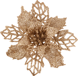 Изображение товара Набор украшений елочных HOMECLUB Пуансеттия ажур на клипсе 9см, глиттер, цвет красный/золотой Арт.KC130621, 3шт