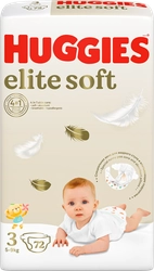 Подгузники детские HUGGIES Elite Soft 3 5–9кг, 72шт