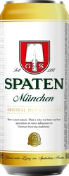 Пиво светлое SPATEN MUNCHEN Хеллес пастеризованное 5,2%, 0.45л