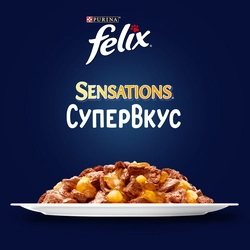 Корм консервированный для взрослых кошек FELIX Sensations Супервкус с говядиной и сыром, 75г