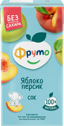 Изображение товара Сок ФРУТОНЯНЯ Яблоко, персик без сахара, с 3 лет, 500мл