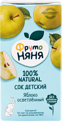 Сок ФРУТОНЯНЯ Яблоко осветленный без сахара, с 3 лет, 500мл