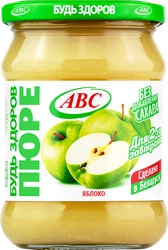 Пюре фруктовое ABC Будь здоров Яблоко, без сахара, 450г