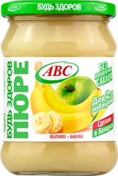 Пюре фруктовое ABC Будь здоров Яблоко-банан, без сахара, 450г