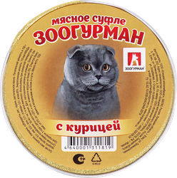 Корм консервированный для взрослых кошек ЗООГУРМАН Суфле с курицей, 100г