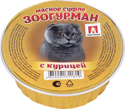 Корм консервированный для взрослых кошек ЗООГУРМАН Суфле с курицей, 100г