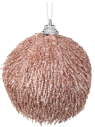 Изображение товара Шар елочный HOMECLUB d=8см, пушистый глиттер, цвет розовый/белый/серебро Арт. LS2003-8