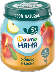Пюре фруктовое ФРУТОНЯНЯ Яблоко, персик, с 5 месяцев, 100г